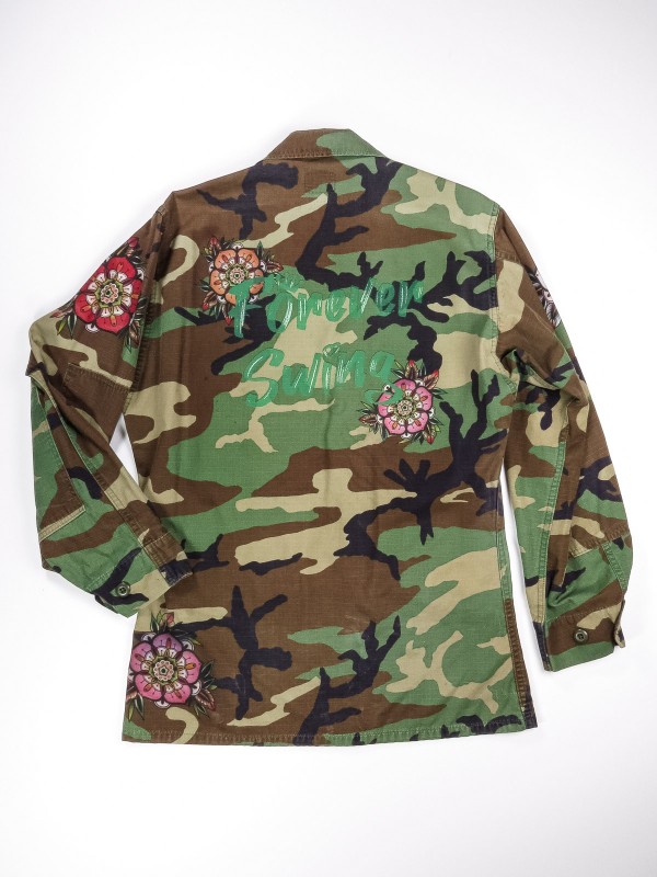 Giacca camicia mimetica BDU con fiori tattoo
